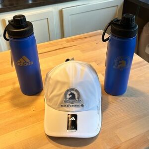 adidas Boston Marathon 2024 swag bundle. NWT 2 water bottles and woman’s cap